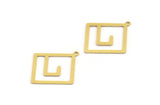 Brass Square Charm, 12 Raw Brass Square Charms With 1 Loop (30x27x0.60mm) A5355