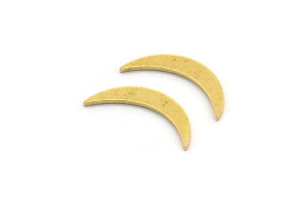 Brass Moon Blank, 100 Raw Brass Tiny Crescent Moon Shaped Blanks, Findings (13x2x0.60mm) A4974