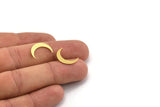 Brass Moon Blank, 50 Raw Brass Tiny Crescent Moon Shaped Blanks, Findings (16x3.5x0.60mm) A4980