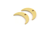 Brass Moon Charm, 50 Raw Brass Crescent Moon Charms With 1 Hole (13x3x1mm) A4973