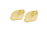 Brass Leaf Charm, 12 Raw Brass Leaf Charms With 1 Hole, Charm Pendants (24x16x0.60mm) A5049
