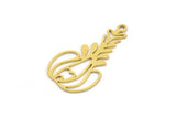 Brass Flower Charm, 24 Raw Brass Flower Shaped Charms With 1 Loop, Findings (28x15.5x0.60mm) A4915