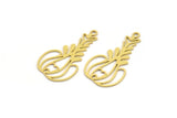 Brass Flower Charm, 24 Raw Brass Flower Shaped Charms With 1 Loop, Findings (28x15.5x0.60mm) A4915
