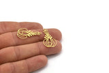 Brass Flower Charm, 24 Raw Brass Flower Shaped Charms With 1 Loop, Findings (28x15.5x0.60mm) A4915