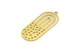 Pirinç Oval Charm, 1 Halkalı 6 Ham Pirinç Oval Charm, Küpe Charm'ları (38x15,5x0,60 mm) A5050