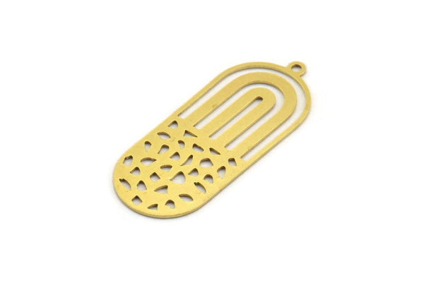 Pirinç Oval Charm, 1 Halkalı 6 Ham Pirinç Oval Charm, Küpe Charm'ları (38x15,5x0,60 mm) A5050