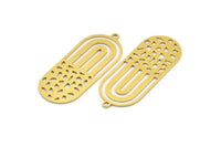 Pirinç Oval Charm, 1 Halkalı 6 Ham Pirinç Oval Charm, Küpe Charm'ları (38x15,5x0,60 mm) A5050