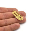 Pirinç Oval Charm, 1 Halkalı 6 Ham Pirinç Oval Charm, Küpe Charm'ları (38x15,5x0,60 mm) A5050