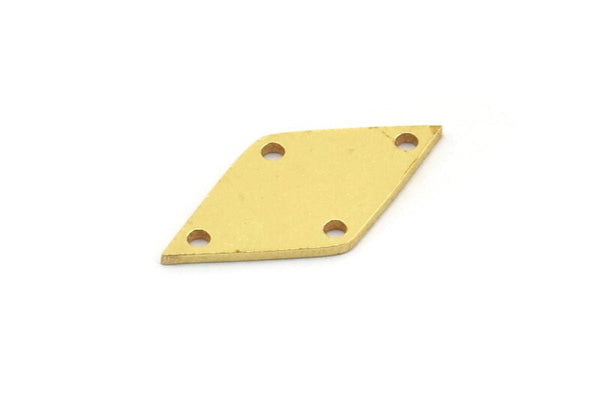Brass Diamond Charm, 24 Raw Brass Diamond Charms With 4 Holes, Connector Findings (21x11x0.80mm) A5004