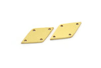 Brass Diamond Charm, 24 Raw Brass Diamond Charms With 4 Holes, Connector Findings (21x11x0.80mm) A5004