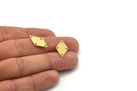 Brass Diamond Charm, 24 Raw Brass Diamond Charms With 4 Holes, Connector Findings (21x11x0.80mm) A5004