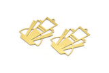 Brass Triangle Charm, 8 Raw Brass Triangle Shaped Charms With 1 Loop (34x24x0.60mm) A4990