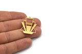 Brass Triangle Charm, 8 Raw Brass Triangle Shaped Charms With 1 Loop (34x24x0.60mm) A4990