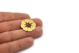 Brass Flower Charm, 6 Raw Brass Flower Charms, Earring Charms (25x0.60mm) A4995