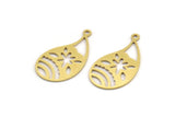 Brass Drop Charm, 24 Raw Brass Drop Charms With 1 Loop, Earrings, Findings (25.5x14x0.60mm) A5040