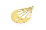 Brass Moon Charm, 4 Raw Brass Crescent Moon And Star Shaped Charms With 1 Loop, Findings (41.5x29x0.60mm) A5022