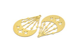 Brass Moon Charm, 4 Raw Brass Crescent Moon And Star Shaped Charms With 1 Loop, Findings (41.5x29x0.60mm) A5022