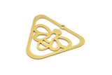 Brass Triangle Charm, 8 Raw Brass Bee Patterned Triangle Shaped Charms With 1 Hole (29x34x0.60mm) A5019