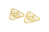 Brass Triangle Charm, 8 Raw Brass Bee Patterned Triangle Shaped Charms With 1 Hole (29x34x0.60mm) A5019