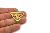 Brass Triangle Charm, 8 Raw Brass Bee Patterned Triangle Shaped Charms With 1 Hole (29x34x0.60mm) A5019