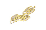 Brass Leaf Charm, 4 Raw Brass Leaf Charms With 1 Loop, Charm Pendants (59x23x0.60mm) A5030
