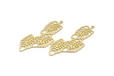 Brass Leaf Charm, 4 Raw Brass Leaf Charms With 1 Loop, Charm Pendants (59x23x0.60mm) A5030