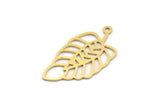 Brass Leaf Charm, 12 Raw Brass Leaf Charms With 1 Loop, Charm Pendants (28.5x15x0.60mm) A5034