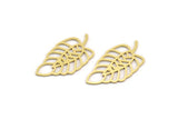 Brass Leaf Charm, 12 Raw Brass Leaf Charms, Charm Pendants, Findings (27x15x0.60mm) A5031