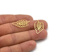 Brass Leaf Charm, 12 Raw Brass Leaf Charms, Charm Pendants, Findings (27x15x0.60mm) A5031