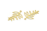 Brass Leaf Charm, 12 Raw Brass Branch Charms With 1 Loop, Charm Pendants (33x23x0.60mm) A5071