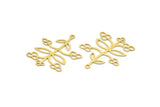 Brass Leaf Charm, 12 Raw Brass Branch Charms With 1 Loop, Charm Pendants (31x27x0.60mm) A5032