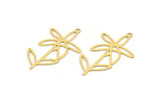 Brass Flower Charm, 12 Raw Brass Flower Shaped Charms With 1 Loop, Findings (39.5x25x0.60mm) A5046