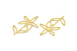 Brass Flower Charm, 12 Raw Brass Flower Shaped Charms With 1 Loop, Findings (39.5x25x0.60mm) A5046