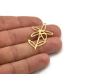 Brass Flower Charm, 12 Raw Brass Flower Shaped Charms With 1 Loop, Findings (39.5x25x0.60mm) A5046