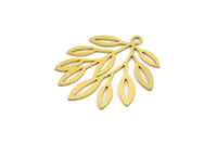 Brass Leaf Charm, 8 Raw Brass Branch Charms With 1 Loop, Charm Pendants (32x28x0.60mm) A5027