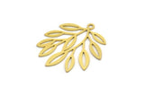 Brass Leaf Charm, 8 Raw Brass Branch Charms With 1 Loop, Charm Pendants (32x28x0.60mm) A5027