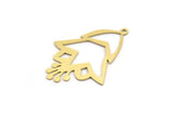 Brass Flower Charm, 10 Raw Brass Flower Shaped Charms With 1 Loop, Findings (37x27x0.60mm) A5028