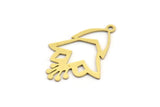 Brass Flower Charm, 12 Raw Brass Flower Shaped Charms With 1 Loop, Findings (28x20x0.60mm) A5029