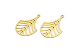 Brass Leaf Charm, 12 Raw Brass Leaf Charms With 1 Loop, Charm Pendants (28x19x0.60mm) A5023