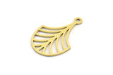 Brass Leaf Charm, 24 Raw Brass Leaf Charms With 1 Loop, Charm Pendants (20x13x0.60mm) A5024