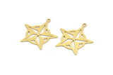 Brass Star Charm, 10 Raw Brass Star Charms With 1 Loop, Charm Pendants (28x26x0.60mm) A5061