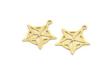 Brass Star Charm, 24 Raw Brass Star Charms With 1 Loop, Charm Pendants (20x18x0.60mm) A5059