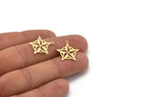 Brass Star Charm, 24 Raw Brass Star Charms With 1 Loop, Charm Pendants (20x18x0.60mm) A5059