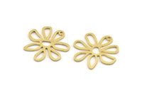 Pirinç Papatya Tılsımı, 1 Delikli 12 Ham Pirinç Papatya Tılsımı, Kolye Uçları, Küpeler (24,5x26x1 mm) A5062