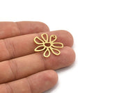 Pirinç Papatya Tılsımı, 1 Delikli 12 Ham Pirinç Papatya Tılsımı, Kolye Uçları, Küpeler (24,5x26x1 mm) A5062
