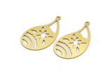 Brass Drop Charm, 10 Raw Brass Drop Charms With 1 Loop, Earrings, Findings (34x19x0.60mm) A5039