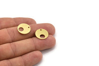 Brass Round Charm, 12 Raw Brass Round Shape Charms With 1 Hole, Charm Pendants (16x0.80mm) A5075