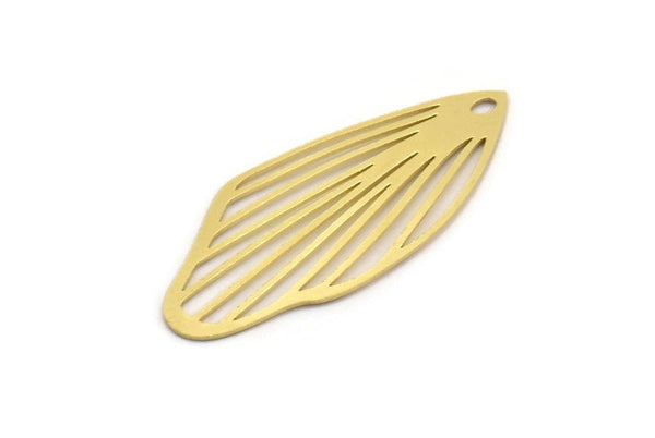 Brass Leaf Charm, 10 Raw Brass Leaf Charms With 1 Hole, Charm Pendants (38x16x0.60mm) A5067