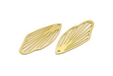 Brass Leaf Charm, 10 Raw Brass Leaf Charms With 1 Hole, Charm Pendants (38x16x0.60mm) A5067