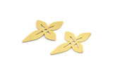 Brass Flower Charm, 12 Raw Brass Flower Charms, Earring Charms (25x17x0.60mm) A5083